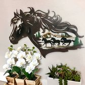Metalen paard - wanddecoratie - muurplaat - muurbord - paard - paardenhoofd - handgemaakt - 40 x 26 cm