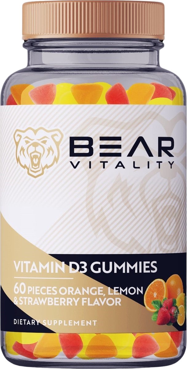 Bear Vitality - Vitamine D3 Gummies - Goed voor spier, bot en tand gezondheid - Vegan & Glutenvrij - 90 Stuks - HOGE KORTING BIJNA UITVERKOCHT!