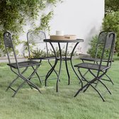 The Living Store Eethoek - Metalen Gaas - Inklapbare Stoelen - Antraciet - 60x72 cm tafel - 54x40x86 cm stoel