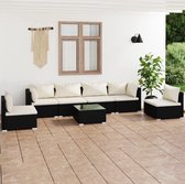 The Living Store Loungeset - Trendy - Tuinmeubelset - Zwart - PE-rattan - 70x70x60.5 - inclusief kussens - Montage vereist - The Living Store