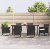 The Living Store Tuinset - Poly rattan - Zwart - 7-delig