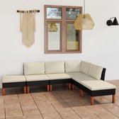 The Living Store Loungeset - zwart - middenbank- 60.5 x 64.5 x 67 cm - hoekbank- 64.5 x 64.5 x 67 cm - voetenbank- 60 x 60 x 32 cm - PE-rattan