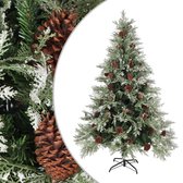 The Living Store Kerstboom - Scharnierend - 150 cm hoog - Groen en wit - PVC/PE/staal - Ø90 cm - 327 PVC/164 PE uiteinden - 30 dennenappels - Eenvoudige montage - Inclusief standaard - The Living Store