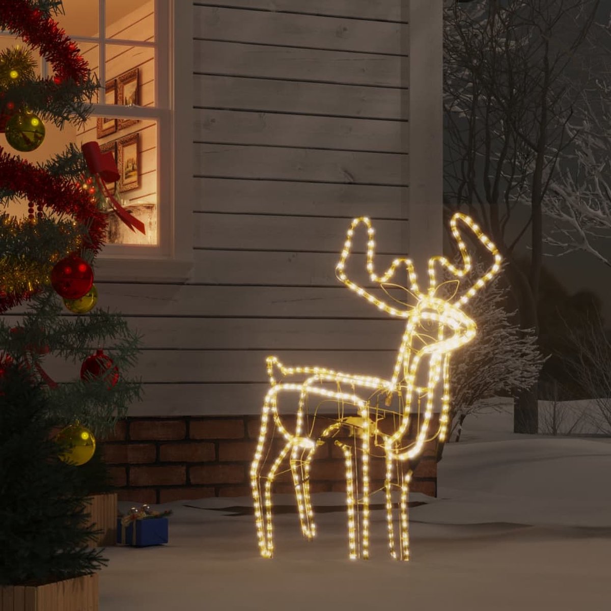 The Living Store Kerstfiguur Rendier - Tuin- en Binnenruimte Decoratie - PVC - Weerbestendig - Inklapbaar - Schuddende Kop - Energiezuinige LED