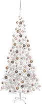 The Living Store Kerstboom Snowy White - 240 cm - Met LED-verlichting en kerstballen
