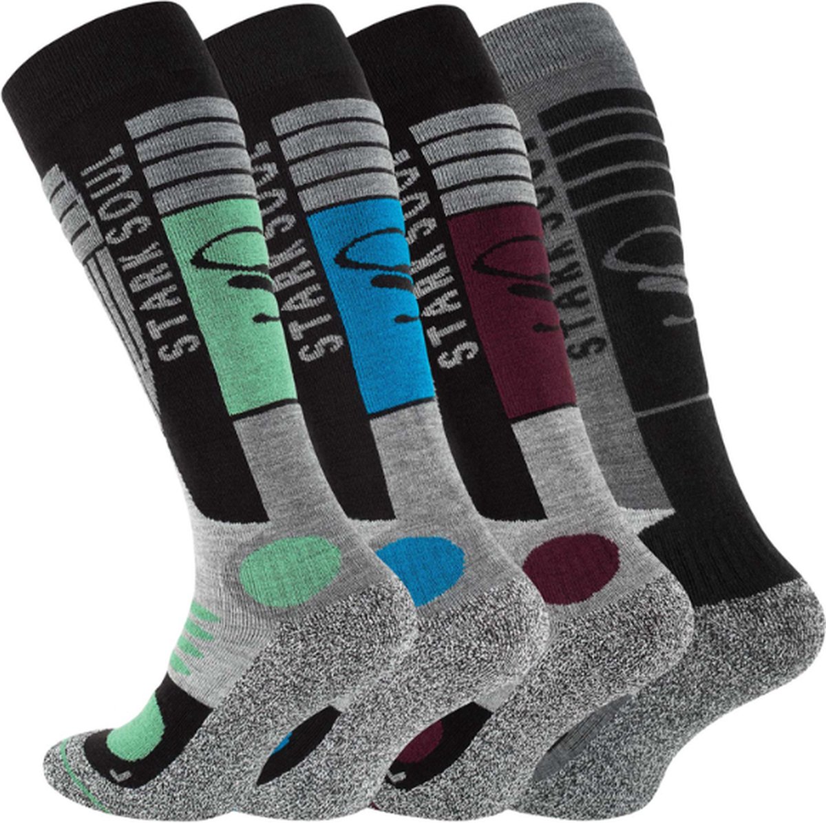 4-Pack Skisokken Snowboardsokken Zwart
