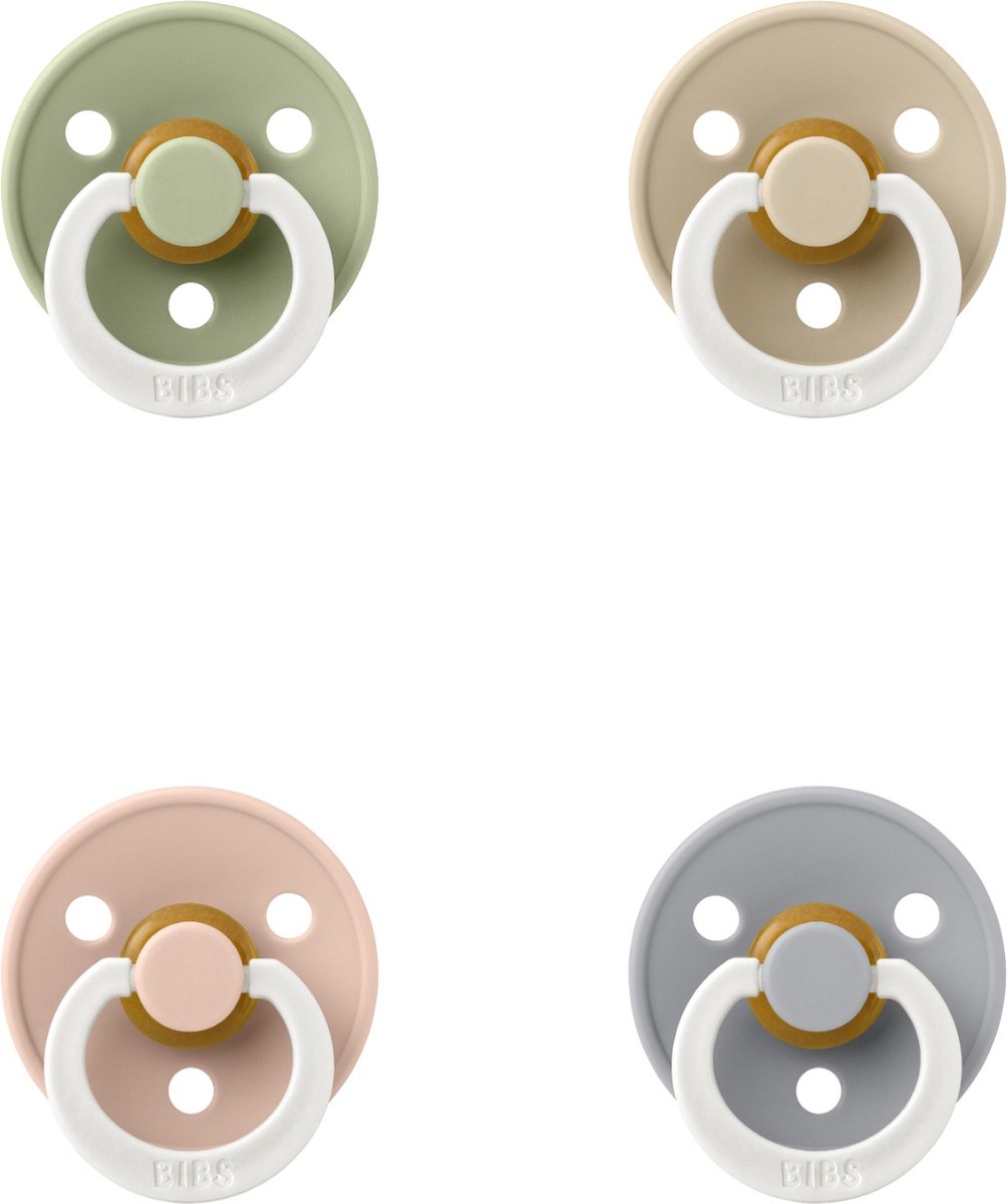 Goedkoopste Bibs fopspeen 0-6 maand set 4 stuks Cloud Glow,Sage Glow,Blush Glow en Vanilla Glow maat 1
