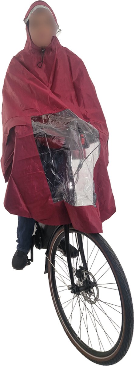 HOOODIE Poncho Deluxe - Regenjas - op Fiets - bordeaux
