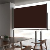 The Living Store Zijscherm - UV-bestendig polyester - Automatische terugrol - Bruin - 140 x 0-300 cm (H x B)