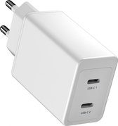 Rolio USB C Adapter - Oplader - 2x USB-C - 45W - Snellader - Lader geschikt voor iPhone & Samsung - Universeel