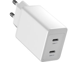 Rolio USB C Adapter - Oplader - 2x USB-C - 45W - Snellader - Lader geschikt voor iPhone & Samsung - Universeel