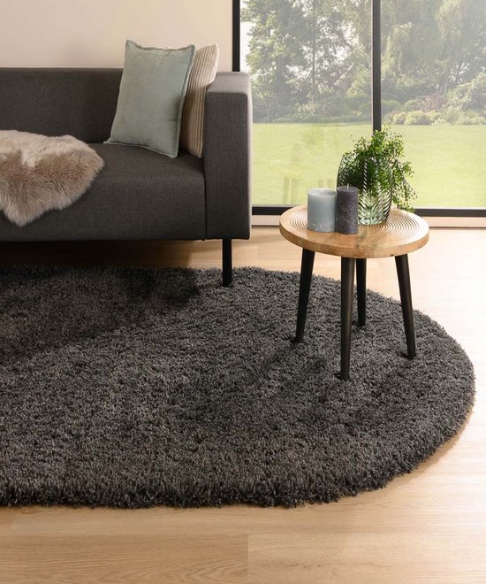Tapis shaggy ovale - Cosy Shaggy - gris foncé 100x150 cm