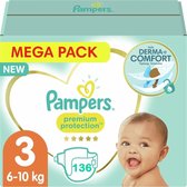Pampers - Premium Protection - Taille 3 - Megapack - 136 pièces - 6/10KG