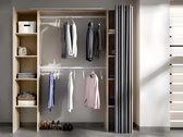 Verstelbare kledingkast DORIAN - L 110/180 cm - Kleuren: Eiken en grijs L 180 cm x H 205 cm x D 50 cm