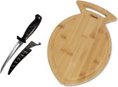 FC's Fileting Set 2.0 - Couteau à fileter avec planche à découper en Bamboe - Couteau à fileter pour poisson avec planche à boissons de Luxe - Planche à découper en bois avec couteau de cuisine