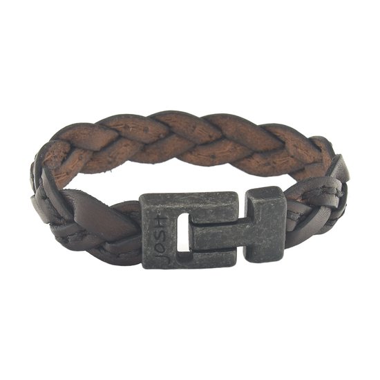 Josh Heren Armband Leer/Metaal - Bruin