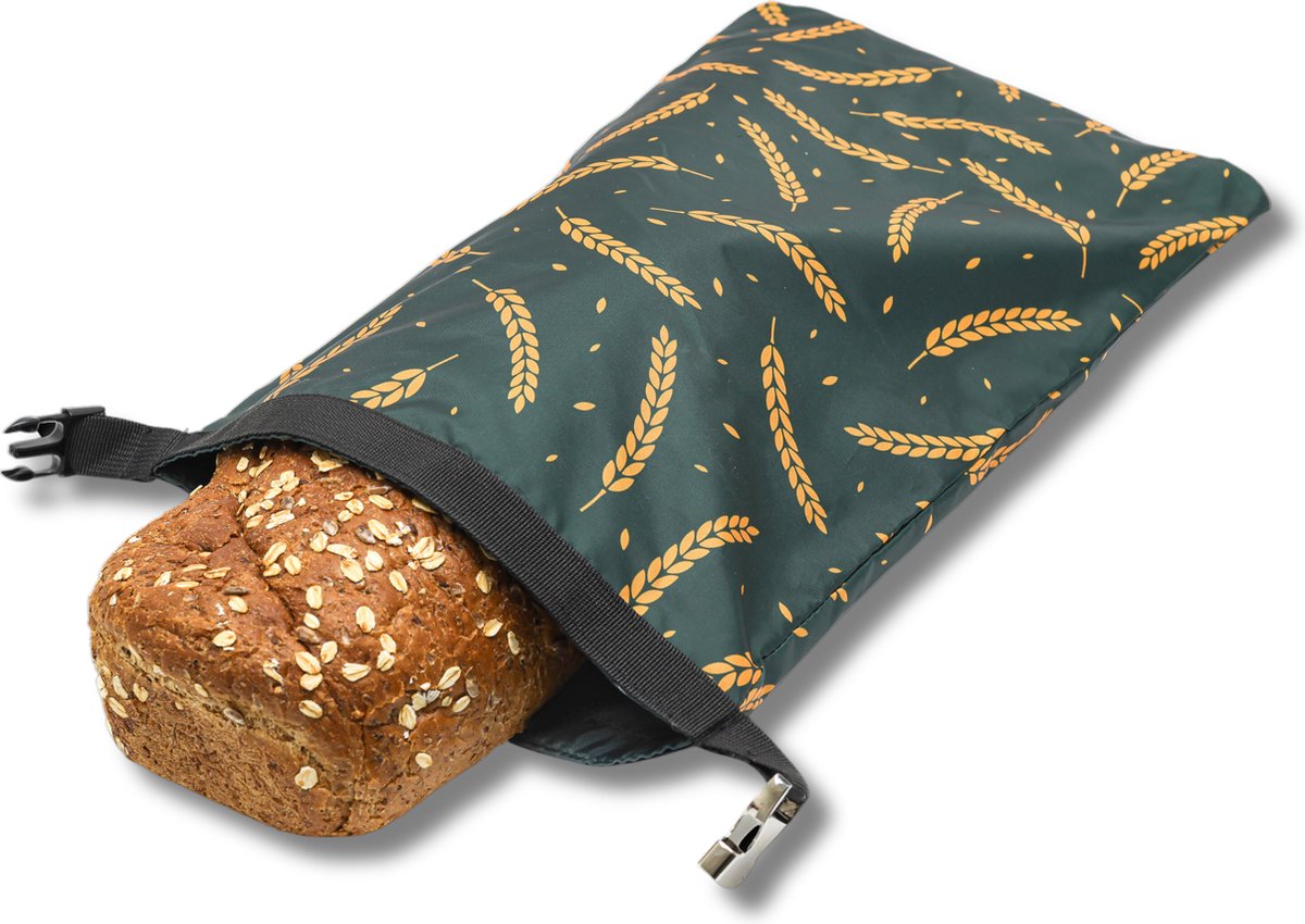 Broodnodig® - Herbruikbare Broodzak (44x30cm) – 100% RPET – Broodzakken Voor Zelfgebakken Brood – Luchtdicht – Thuisbakker - Diepvrieszak - Brooddoos – Moss Harvest