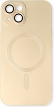 Casemania Hoesje Geschikt voor Apple iPhone 15 Plus Goud - Matte Siliconen Back Cover - Geschikt voor Magsafe
