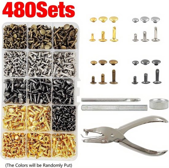 Leer Gatenpons Toolset | 4x Garen Stikpons Ambachtelijke Set