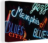 Canvas Schilderij Muziek - Memphis - Tennessee - 120x90 cm - Wanddecoratie