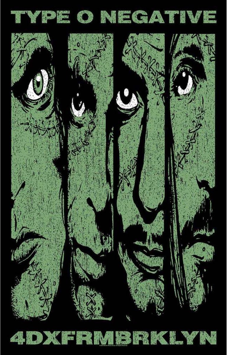 Rock Off Type O Negative - 4DXFRMBRKLYN Textiel Poster - Zwart/Groen