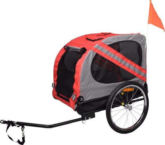 Flamingo Fietskar Juliette – Rood/Grijs, 80 × 57 × 64 cm | Geschikt voor Fiets & E-bike - Duurzaam, betrouwbaar en stijlvol!