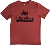 The Beatles - Text Logo Shadow Heren T-shirt - M - Rood