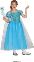 Guirca - Elfen Feeen & Fantasy Kostuum - Strenge Winter Koningin - Meisje - Blauw - 5 - 6 jaar - Carnavalskleding - Verkleedkleding
