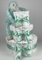 Chouette-Chouette | Luiertaart Neutraal | Kraamcadeau | Geboorte Jongen Meisje | Babyshower | Aap Groen