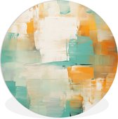 WallCircle - Wandcirkel abstract 90x90 cm - Moderne kunst - Ronde abstracte schilderijen woonkamer - Wandbord rond - Kleurrijk schilderij - Muurdecoratie cirkel - Kamer decoratie - Wanddecoratie muurcirkel slaapkamer - Woonaccessoires