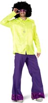 Funny Fashion - Jaren 80 & 90 Kostuum - Oogie Boogie Shirt Man - Geel - Maat 52-54 - Carnavalskleding - Verkleedkleding