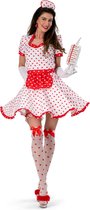 Funny Fashion - Verpleegster & Masseuse Kostuum - Liefde Heelt Alle Wonden Verpleegster Lovina - Vrouw - Rood, Wit / Beige - Maat 48-50 - Carnavalskleding - Verkleedkleding