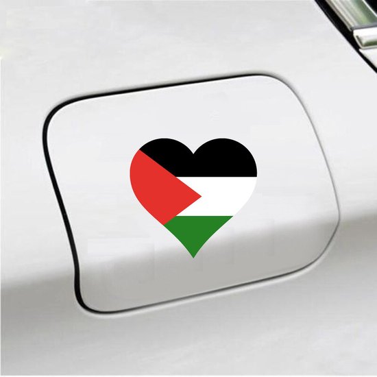 Autocollant pour pare-chocs - 12x11 - Coeur Drapeau Palestine