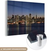 MuchoWow® Glasschilderij - San Francisco - Skyline - Nacht - 30x20 cm - Acrylglas Schilderijen - Foto op Glas