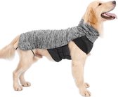LIVACASA Hondenjas, winddicht, warm hondenjack, gevoerd, waterafstotend, winterjas voor honden, buikbescherming met linnen gaten, winter, hondenwinterjas (L, grijs)