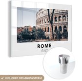 MuchoWow® Glasschilderij 60x40 cm - Schilderij acrylglas - Italië - Rome - Colosseum - Foto op glas - Schilderijen