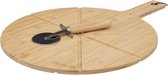 Houten pizza snijplank met pizzasnijder – XL Ø 37 cm