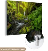 MuchoWow® Glasschilderij 160x120 cm - Schilderij acrylglas - Prachtig plaatje jungle - Foto op glas - Schilderijen