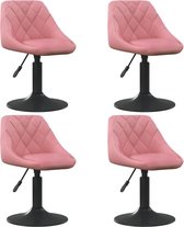 vidaXL Chaises de Chaises de salle à manger pivotantes 4 pièces Velours Rose