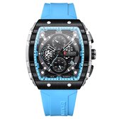 Curren - Luxe Herenhorloge - Mannen - Luxe Gel Riem - Baby Blauw en Zwart - Luxe Doos -