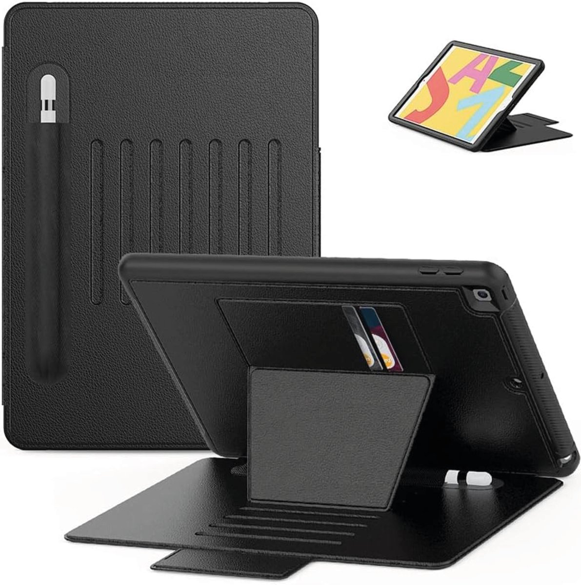 CoverMore Tablethoes - Geschikt voor iPad 10.2 2019/2020/2021 Case - Tablet Hoesje Zwart - Smart Cover met Ingebouwde Staandaard + Pencil Opbergvak