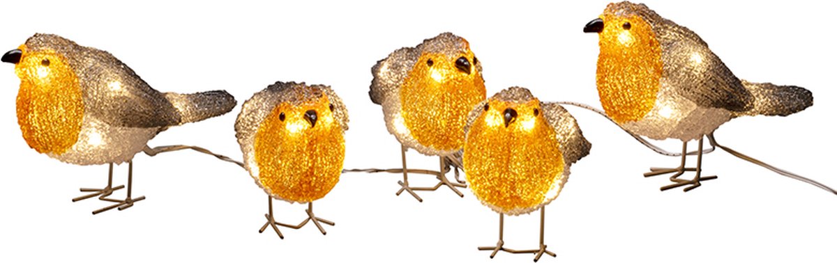 Konstsmide Roodborst vogeltjes - 3D kerstfiguur - Geel/Grijs - 11cm hoog - IP44 – foto 6