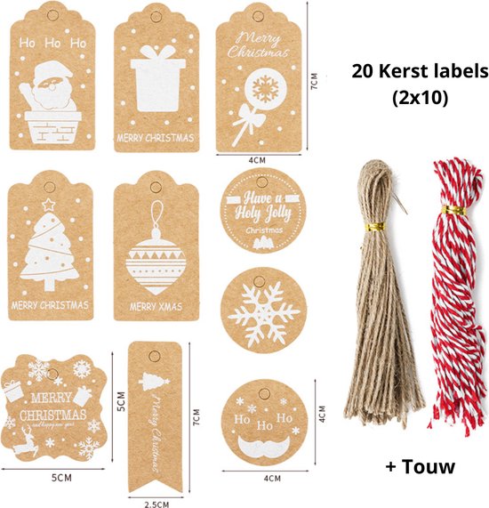 Foto: 20x cadeaulabels kerst labels karton naamlabels naametiketten cadeauversiering etiketten kerst cadeau label gift tag