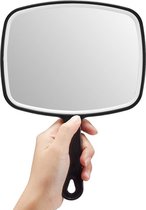 Handspiegel -Make up spiegel-Vierkante spiegel - 20 x 21.5 cm spiegeloppervlak-Handspiegel met handvat-Scheerspiegel-Kappersspiegel-Zwart