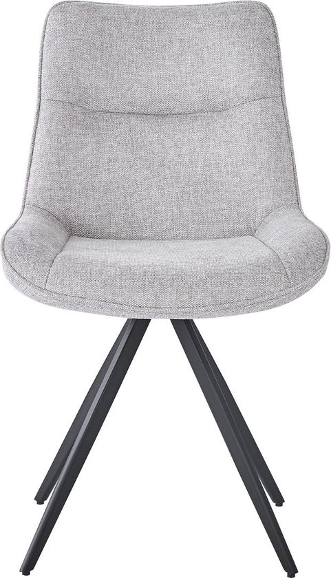 HTfurniture-Chaise de table de salle à manger Beryl en tissu beige avec fonction pivotante