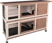 Flamingo Konijnenhok Combi 2 – Bruin – 4 Deuren – 2 Aparte Hokken Mogelijk