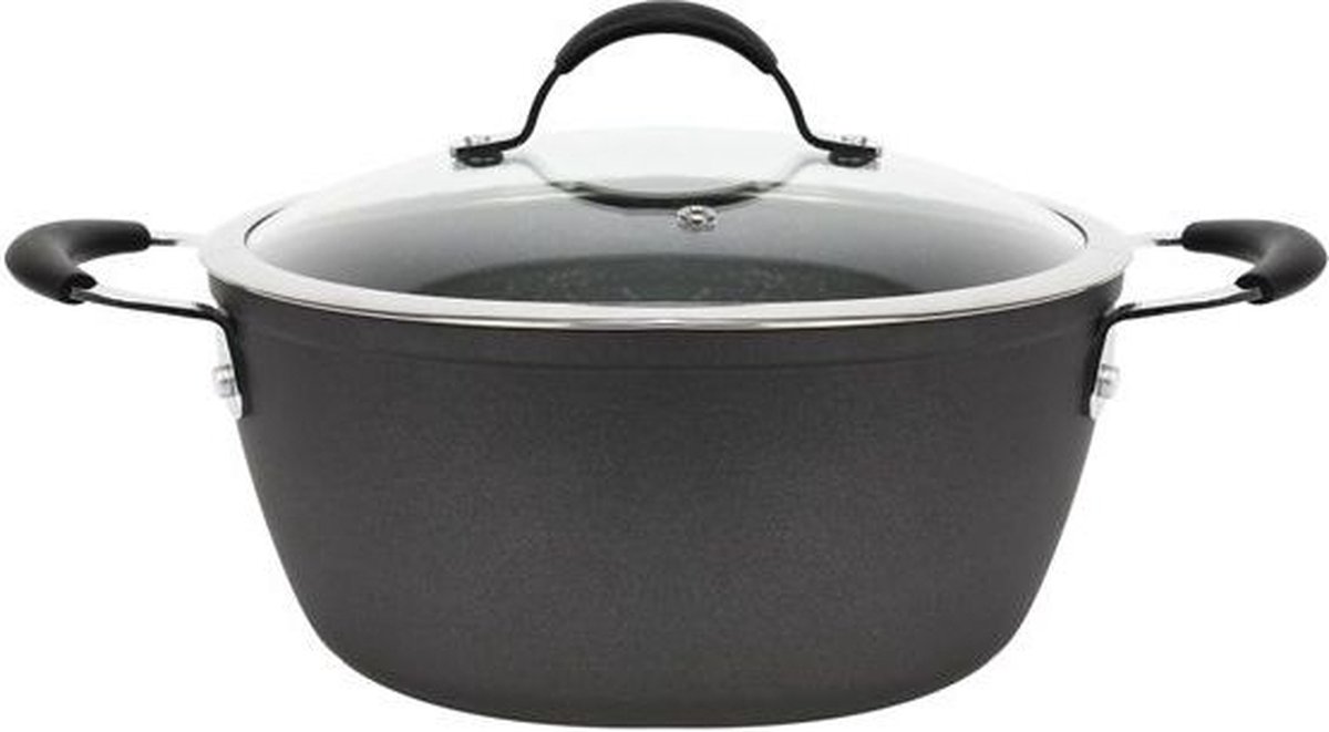 Ferveo Dura Braadpan met Deksel - 28cm - Zwart - Inductie