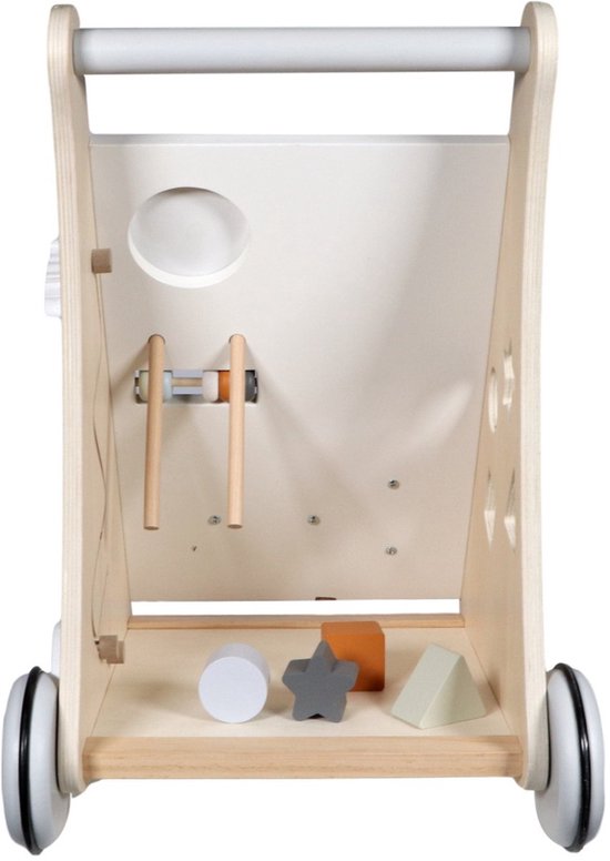 Tryco Loopwagen - Houten Activiteiten Loopwagentje - Wit/Naturel van Tryco — afbeelding 5