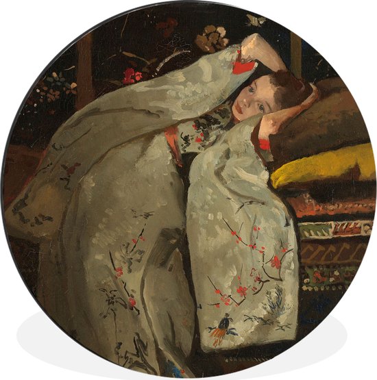 Fille en kimono blanc - Peinture de George Hendrik Breitner Cercle mural aluminium