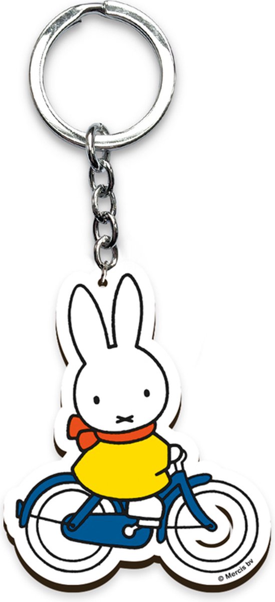 Sleutelhanger - Nijntje Fietst - Hout - Originele Licentie - Dick Bruna - 6,5x5,5cm